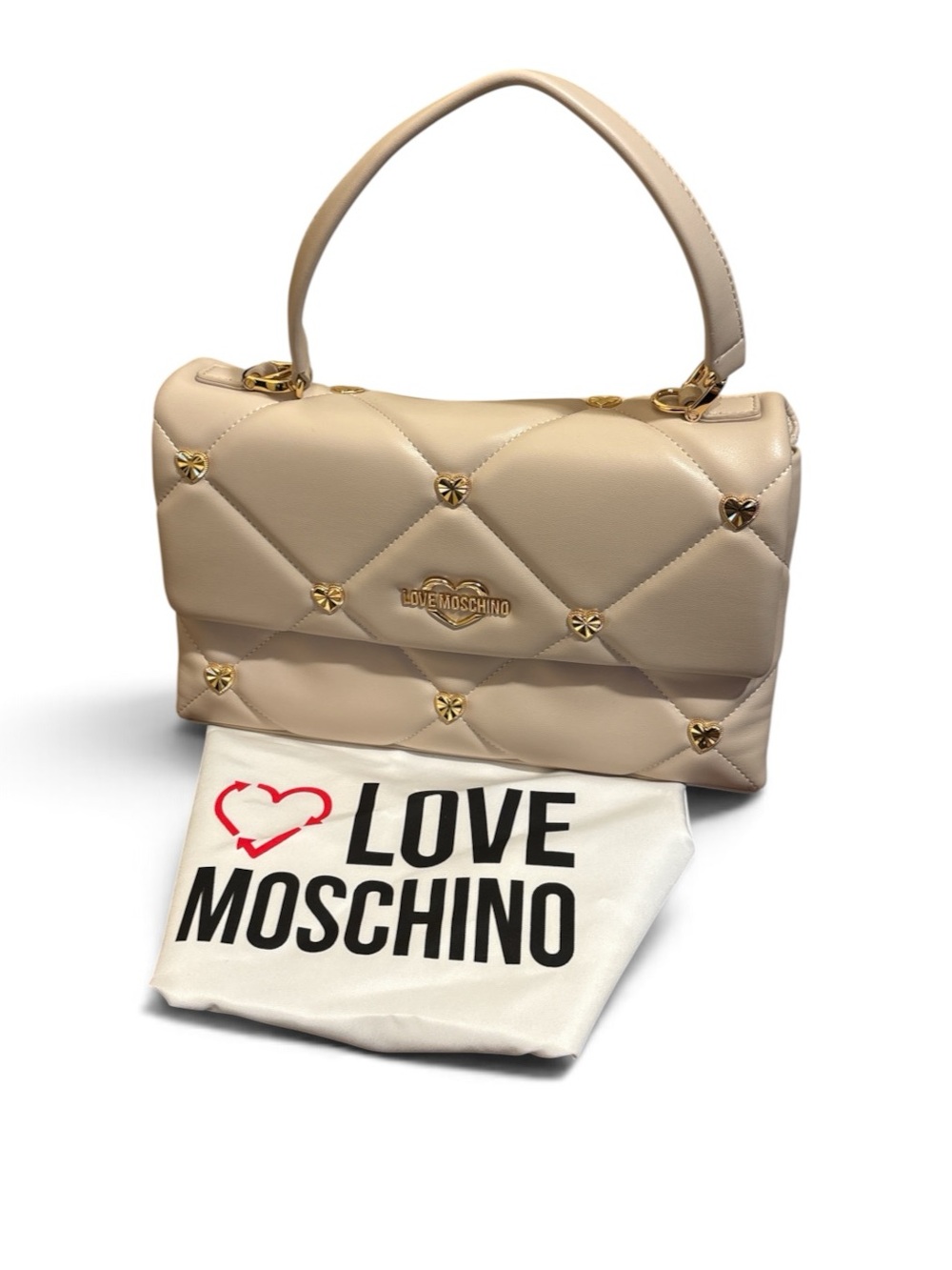 Love Moschino Quilted Beige Top-Handle Crossbody Bag NWT